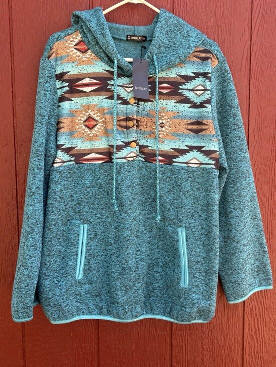 Sheilay Women’s 3XL Aztec Southwest Tribal 1/4 Snap Pullover Jacket Hoodie - Picture 1 of 3
